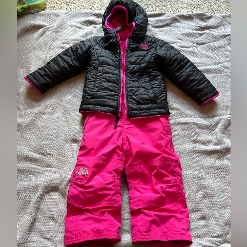 The North Face toddler girls coat and snow bibs